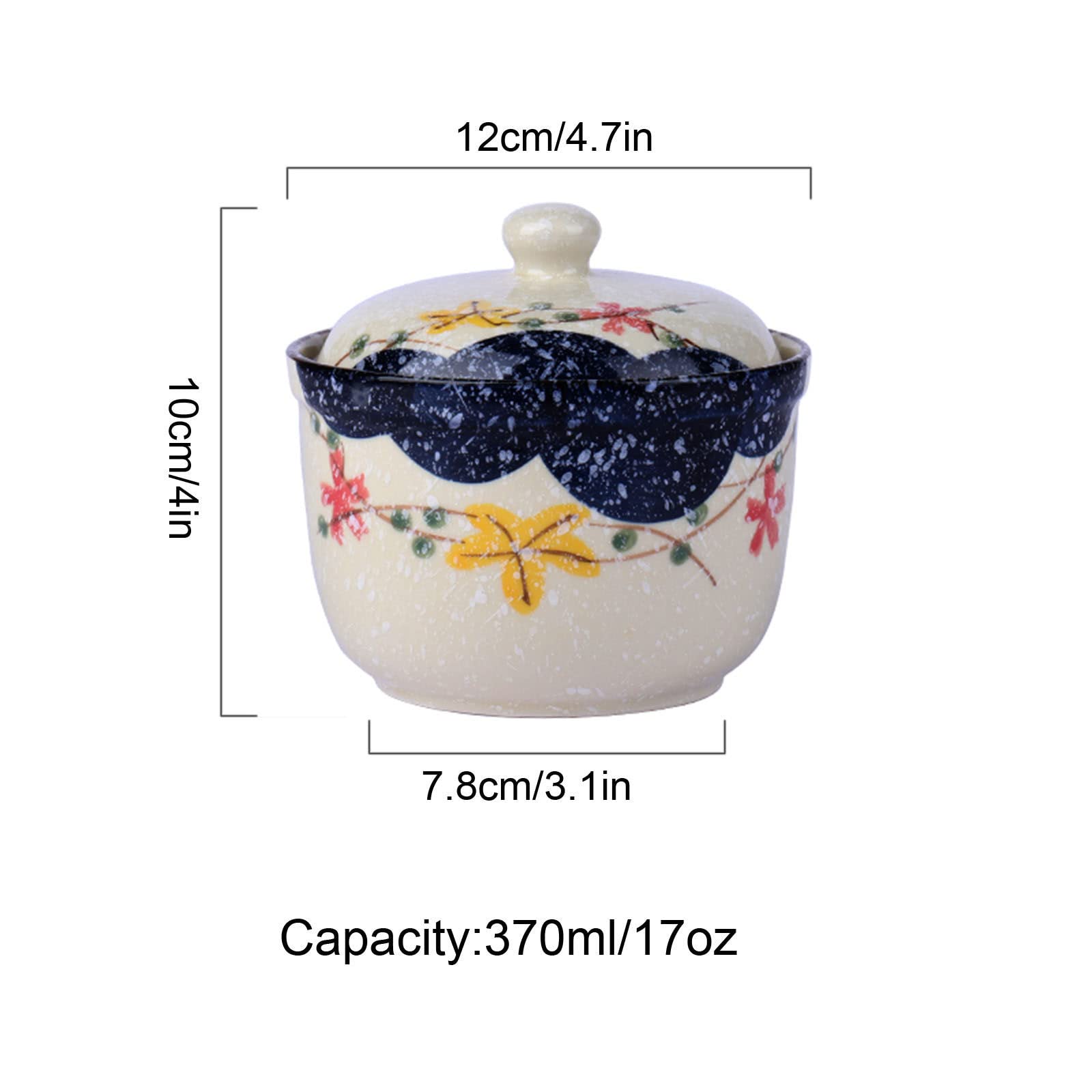 tarro para especias, Tarros de especias, azucarero estilo campestre con tapa, japonés pintado a mano, tarro for recipiente azúcar, condimentos, bote 370 ml