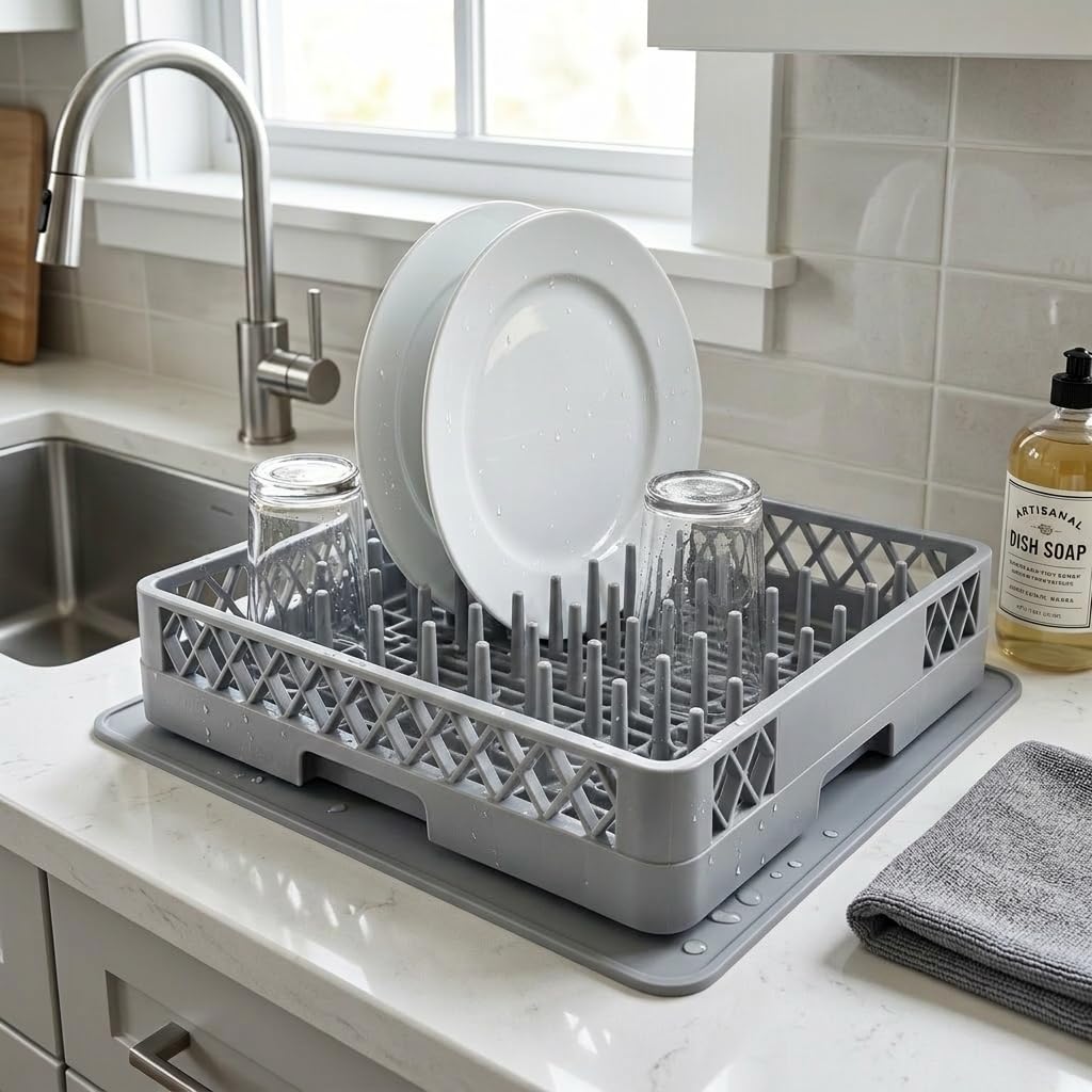 2+1 Set Spülkorb 50x50 für Gastro Spülmaschine – 2X Tellerspülkorb + 1x Besteckspülkorb (Durchfallschutz) Geschirrkorb für Restaurant Hotel Catering - Abtropfkorb