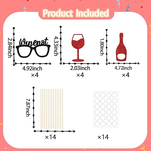 Miniatura 2 de Palitos de centro de mesa de fiesta de degustación de vinos, decoración de fiesta de cumpleaños con temática de whisky de Wine Time, vino antes de