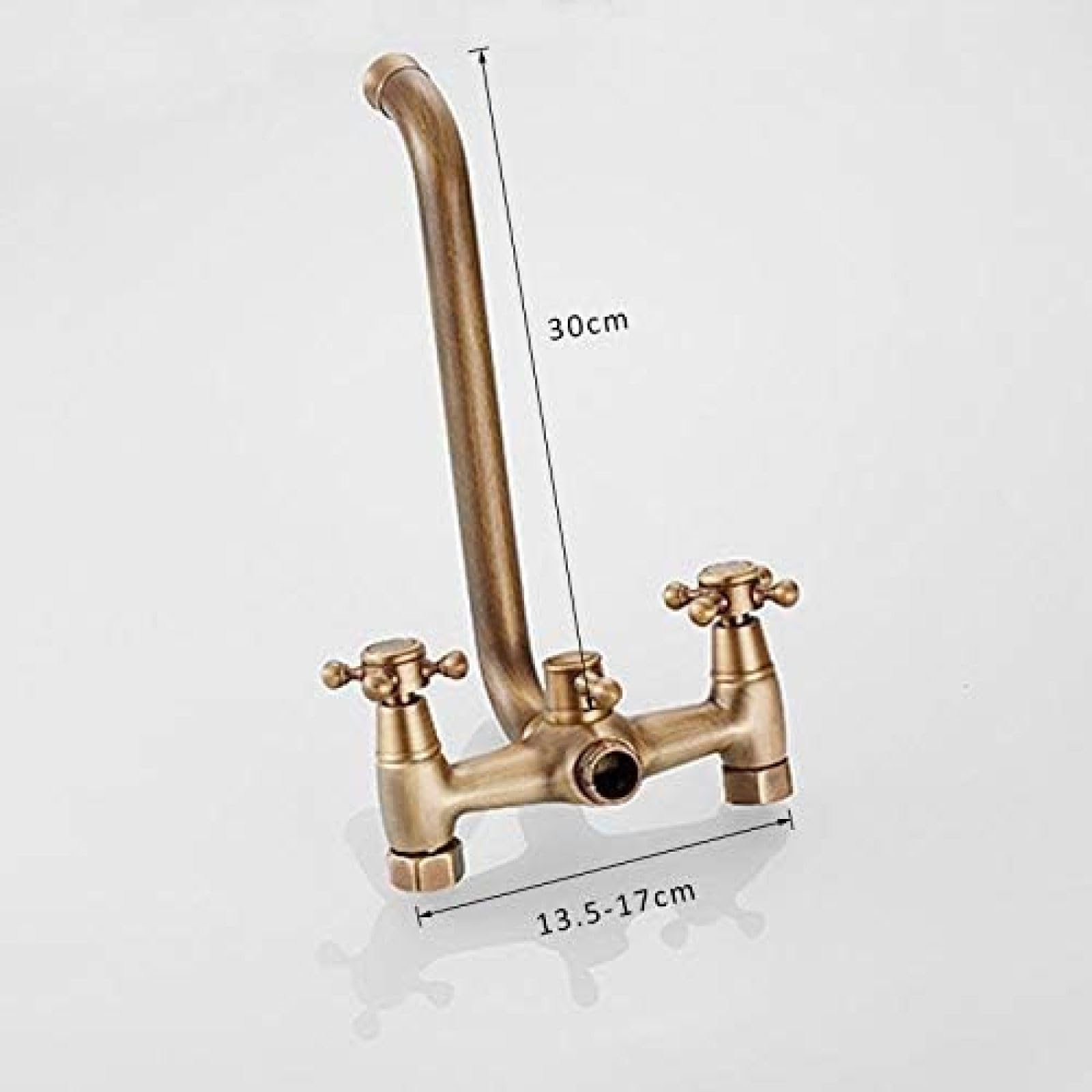Gorheh Wandmontage Badewannenarmatur In Antikmessing – Lange Auslauf 30 Cm Mit Handbrause