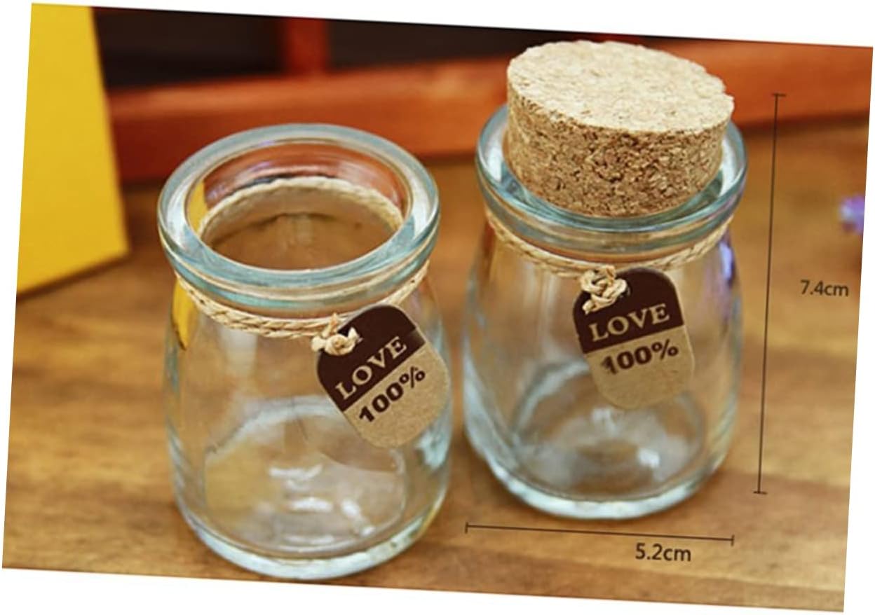KICHOUSE 12 Pcs Glass Favor Jars with Cork Lids and Label Tags for Wedding Favors Candy Spices and Crafting Decorative Storage Bottles for Home and Party Use