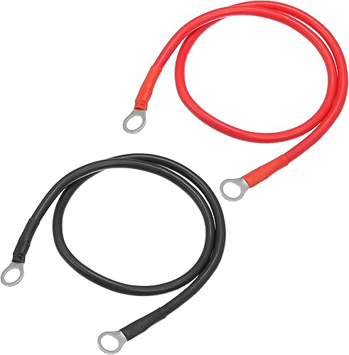 VekAuto 1 par de cables inversores de batería de cobre, calibre 8 AWG, cable de batería de 24 pulgadas, universal para automóvil, vehículo, RV,