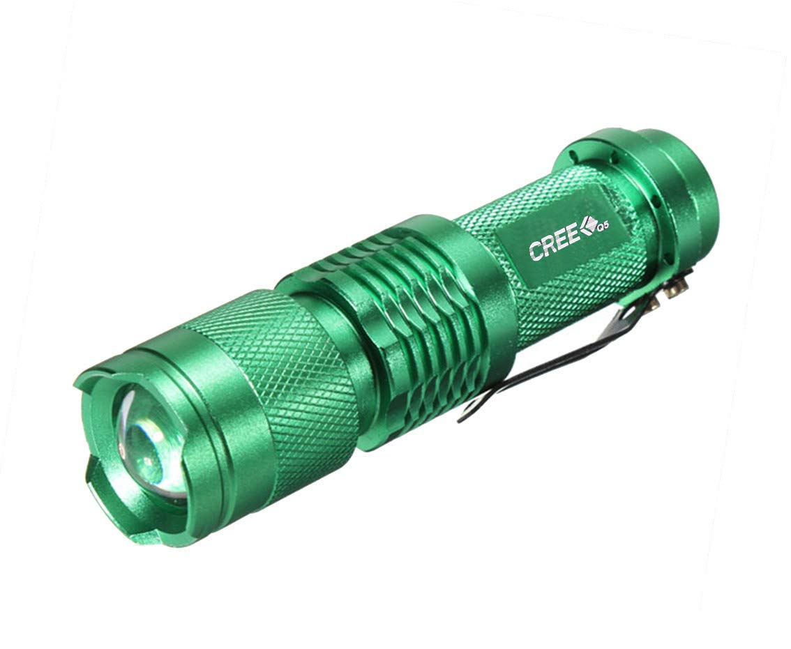 Gadget Heros Pocket LED Mini CREE XR-E Q5 Flashlight Torch Adjustable Zoom Beam. Green with 3 Flash Mode. 7W, 400 Lumens. (B00VPWBB7I) Amazon Price History, Amazon Price Tracker