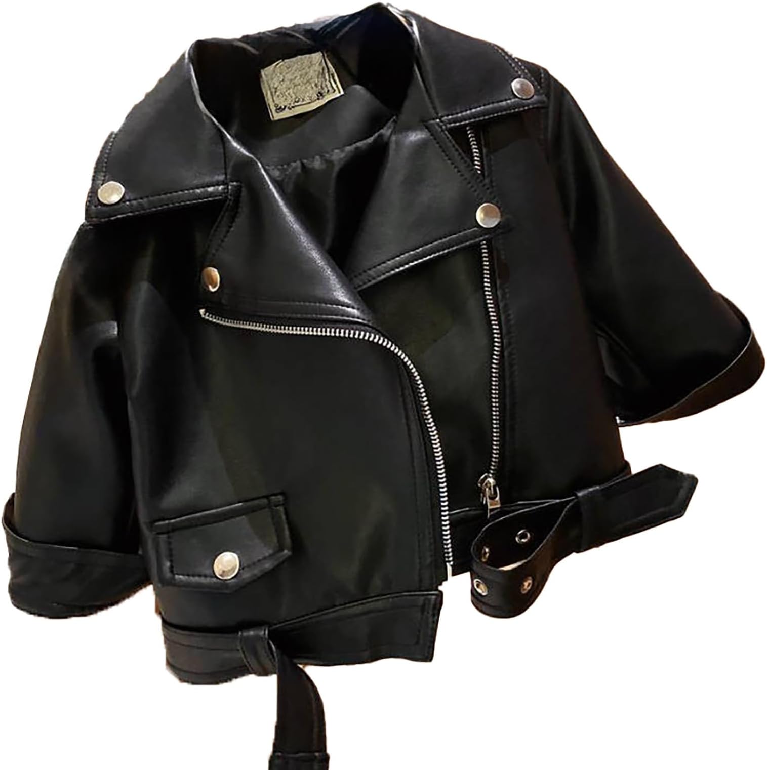 Kids Leather Jacket Collared Coat Cool-style Outerwear Zipper Activewear Durable Outwear Unisex Clothes Kids 1-7 Years Daily Wear