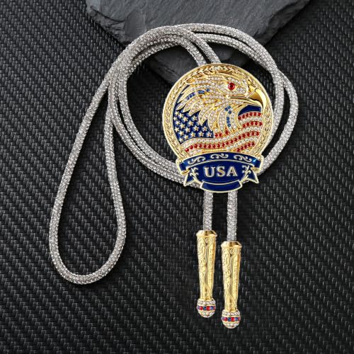 Image of GelConnie Bolo Ties for Men Women Western Cowboy Tie Mens Western Necklace Leather Necktie Gold Bolero Tie Cowboy Necklace