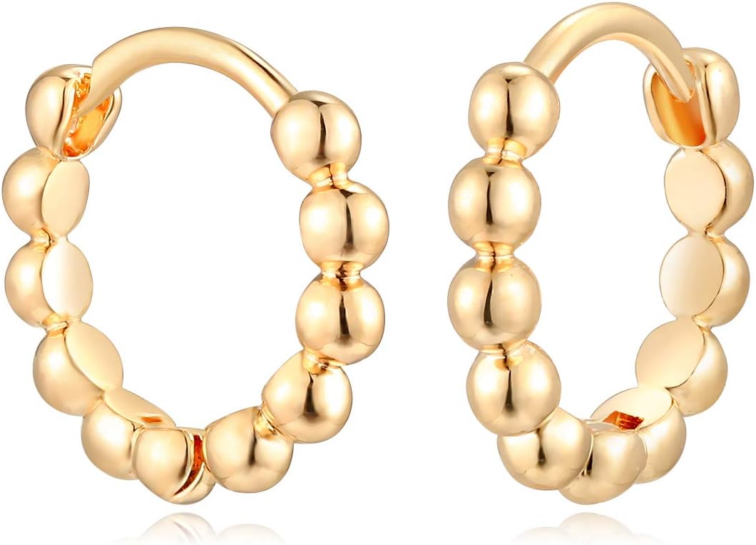 Women Earrings Gold Huggie Hoop 14K Small Simple Hypoallergenic Everyday Jewelry