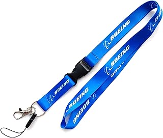 Boeing Aerospace Aviation Aircraft Design Manufacturer Air Airplane Defense Model Airline Flight Detachable 20.2" Neck Lanyard Keychain Holder ID Badge Mobile Phone Pin Strap