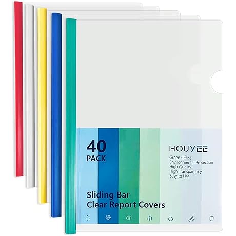 40 Pack Waterproof Sliding Bar Report Covers (9mm Capacity)