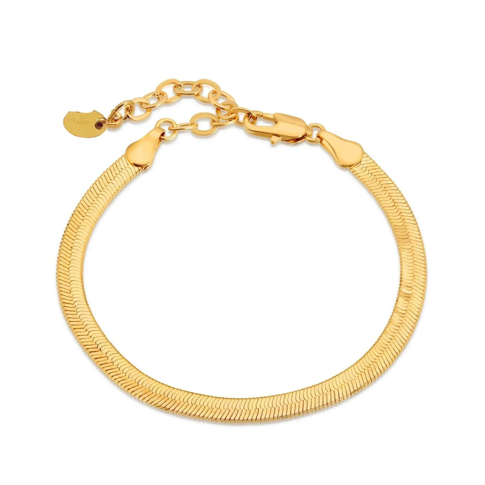 Celeste SolLiquid Gold Bracelet - 18K Gold Plated Stainless Steel, Hypoallergenic, Water and Wear Resistant, Lobster Clasp Closure Logo Stamp, Stainless Steel, no gemstone