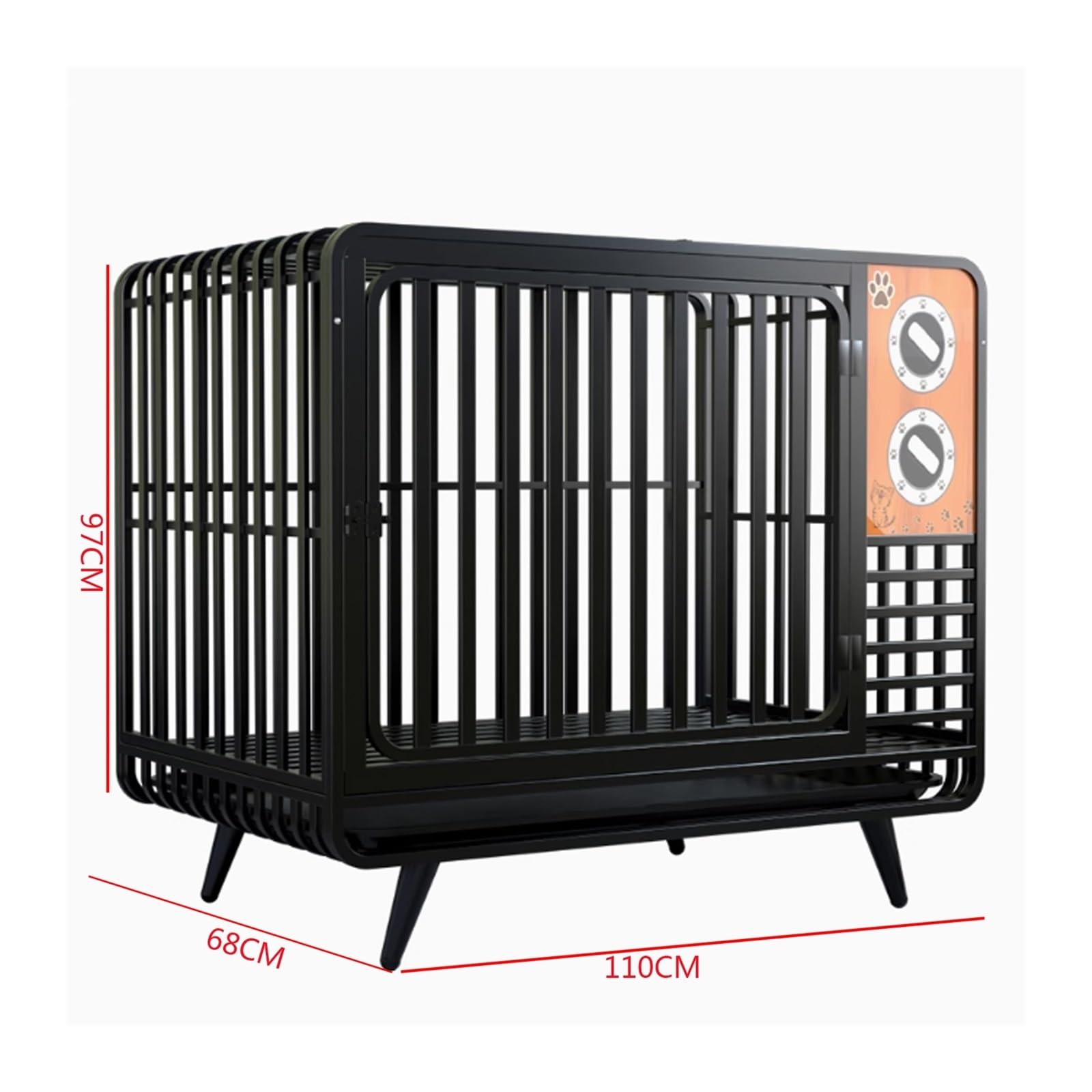 Skrzynia dla psa Dog Cage For Medium and Large Dogs Pet Indoor with Toilet Separation Fence Home Dom dla psa(Czarny,Średni)