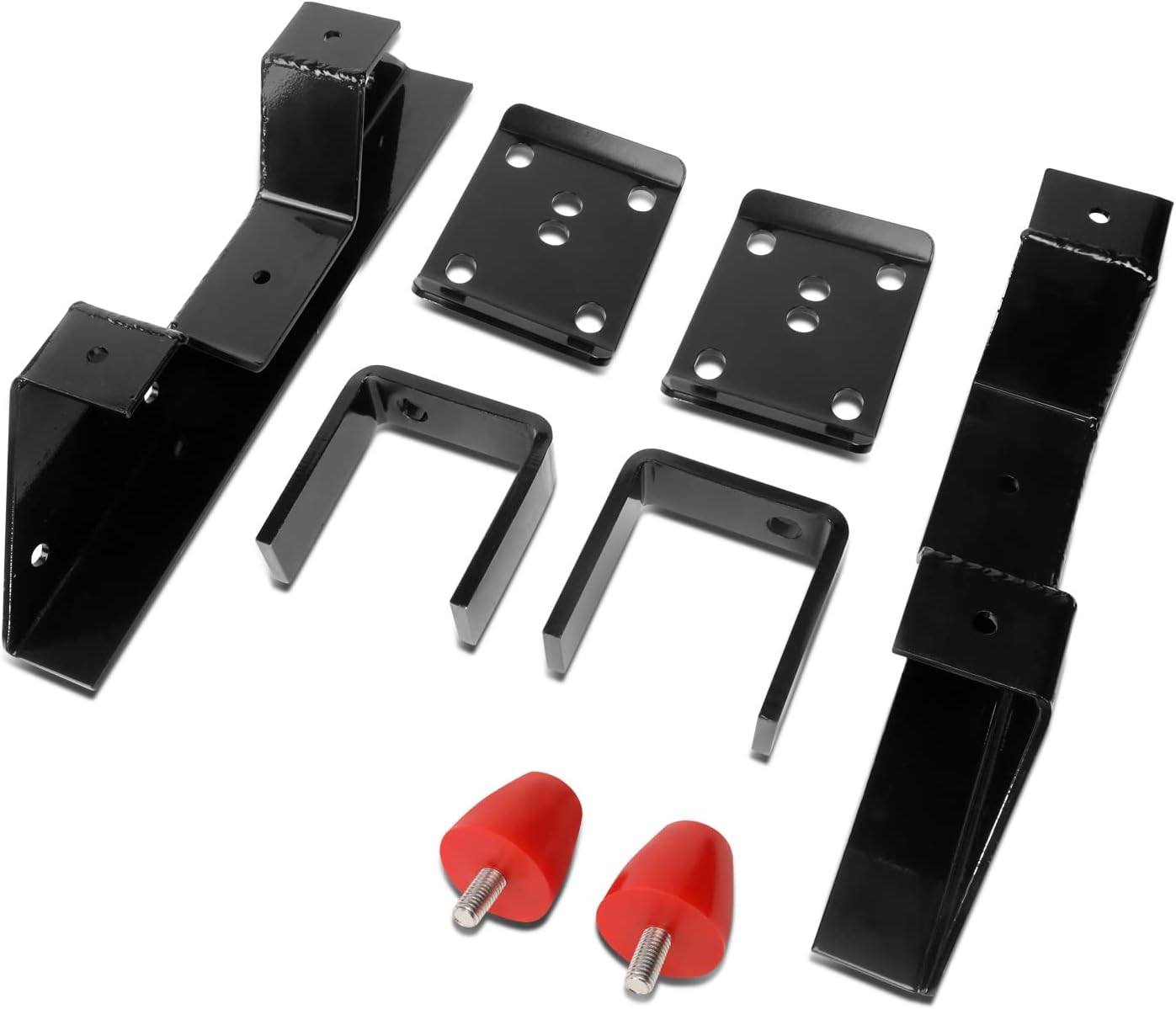 Black Rear Axle Bolt On C Notch Brackets with 5 inches Flip Kit Compatible with Chevrolet GMC C10 C20 73-87, Driver and Passenger Side, Stainless Steel