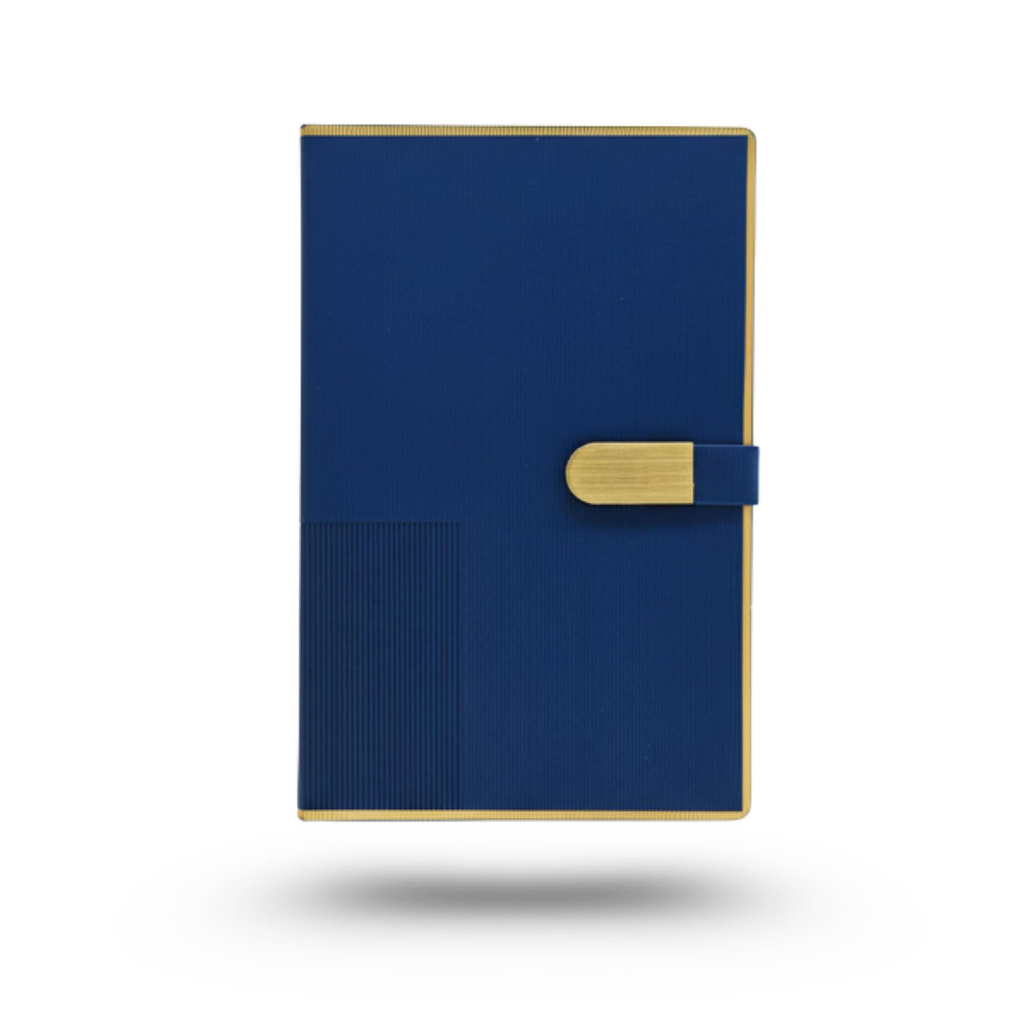 JOUD Personalized Elegant Diary with Name Printing & Free 3D Name Keychain | Premium PU Leather Executive Notebook with Magnetic Clasp & Gold Trim | Refillable Business Planner Journal for Men & Women (Navey Blue)
