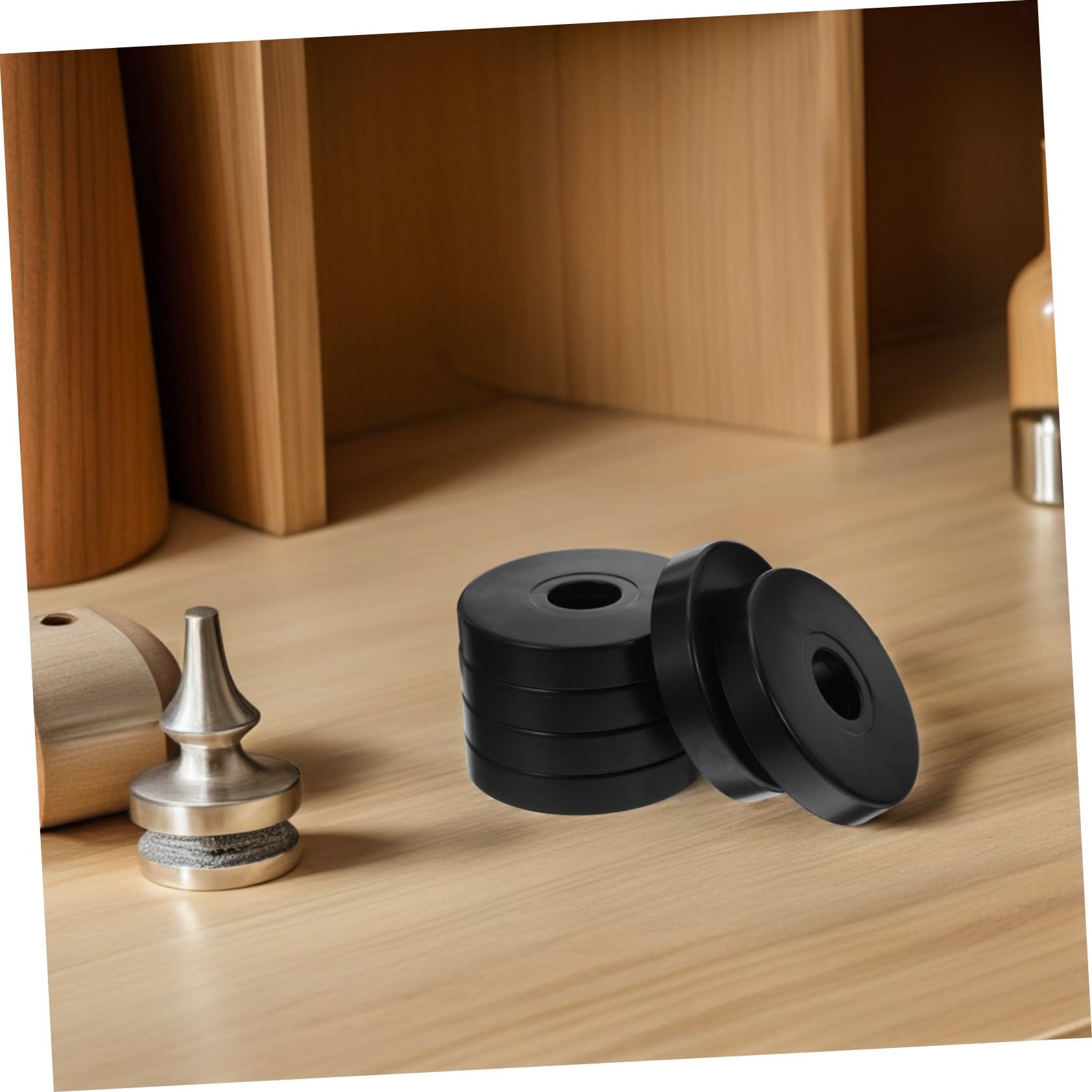 12 Stück Runde PVC Rollengleiter Bodenschoner Schwarz