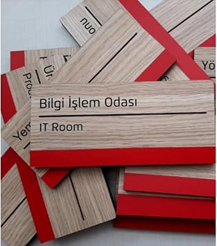 Dekoratif Ahşap Kapı Tabelası - Kapı Isimliği - Toplantı Odası