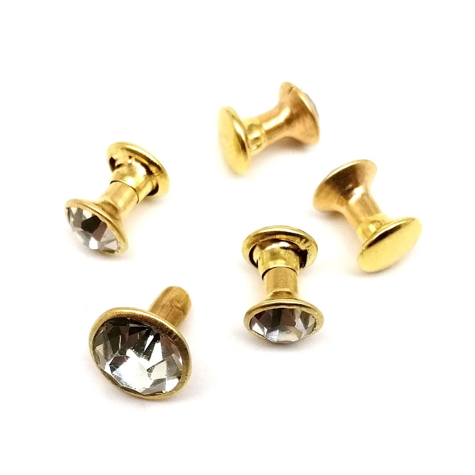 Mlyvax Golden 600Pcs Brass Crystal Rivets 6Mm 8Mm Rhinestone Studs For Leather Craft