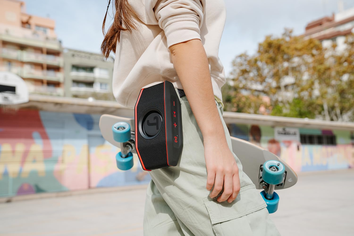 Teufel ROCKSTER GO 2 Stereo Set Bluetooth Speaker - Tragbarer Lautsprecher für draußen, mit Langer Akkulaufzeit (28 h), Wasserdicht IP67, Wireless Musikstreaming, USB Soundcard, Outdoor -schwarz/rot