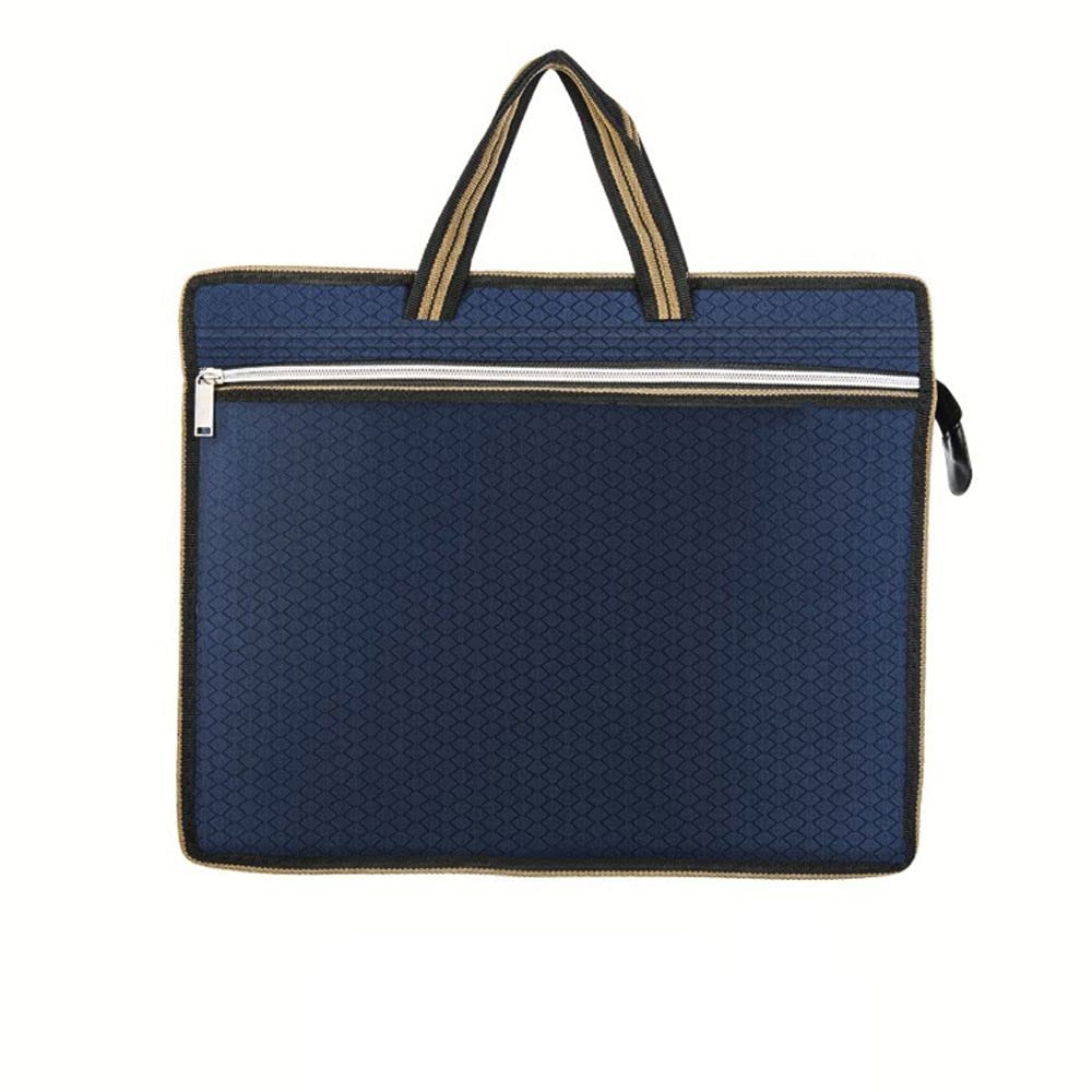 Bolsa de documentos de tela Oxford A4 con cremallera con asa, organizador de archivos, bolsa de almacenamiento de documentos (azul)
