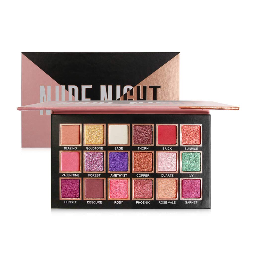 Eyeshadow Palette Nibito Matte Shimmer Glitter 18 Colors Eye Shadow Makeup Palette Candy Color Pressed Pigment Eye Shadow Organizer Sulfate Free Paraben Free
