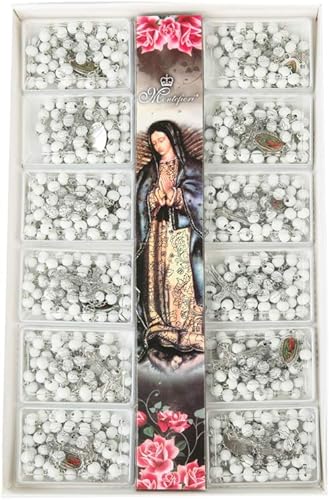 Miniatura 3 de Rosarios de madera perfumada para bautizo de bautizo, de la Virgen de Guadalupe, 12 unidades, para regalo de fiesta de primera comunión, recuerdos