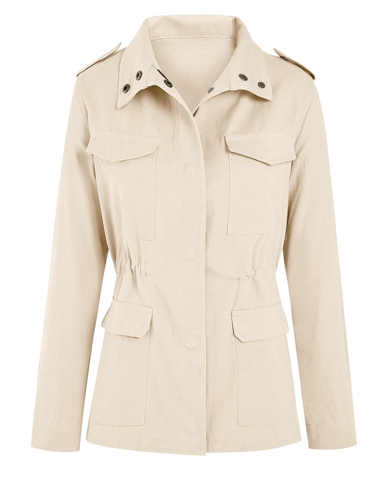 Imily Bela Chaqueta utilitaria para mujer, cuello alto, ligera, con múltiples bolsillos, otoño