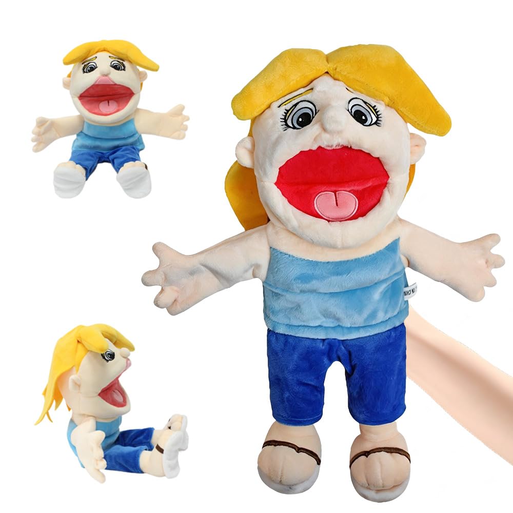 JYQOQH 40cm Jeffy Puppet Plush Toy Doll for Play House and Party Role-Playing, Jeffy Hand Puppets with Working Mouth, Funny Puppets Toy for Boys and Girls, Funny Puppet's Toy, Jeffy’s Mom Puppet