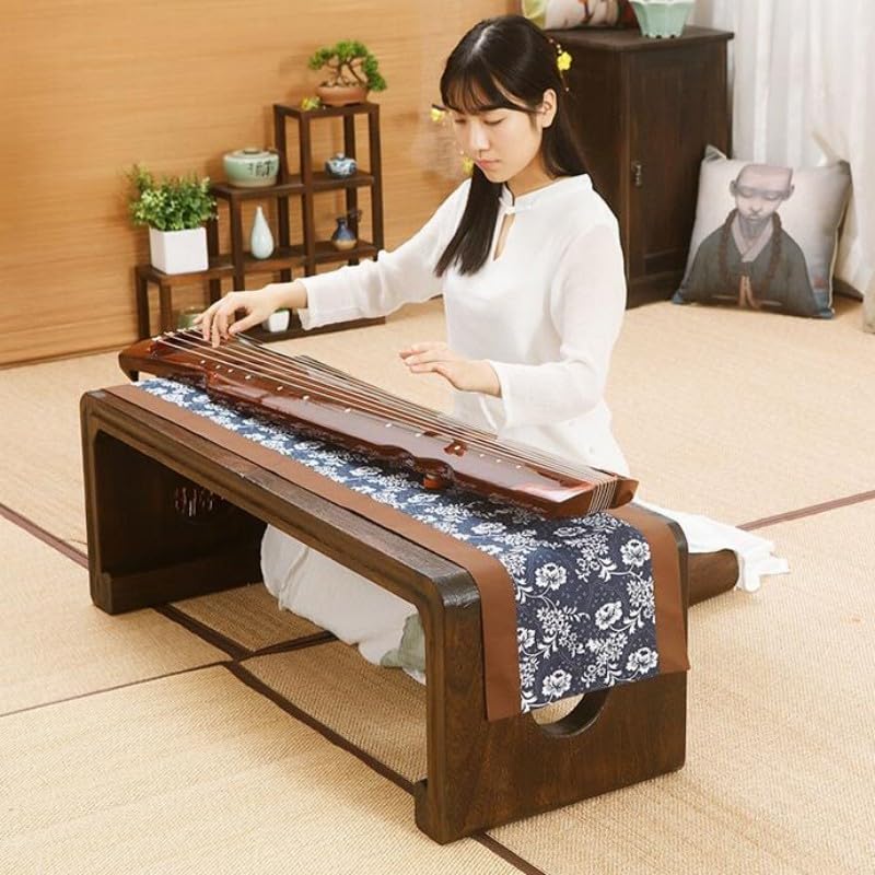 Tavolino Tavolo consolle Guqin Legno di pianoforte Mobili antichi Tavolo for gli ospiti a quattro spazi lunghi Tavolo da tè orientale a pavimento basso Tavolino da caffè ( Size : Table and stool )