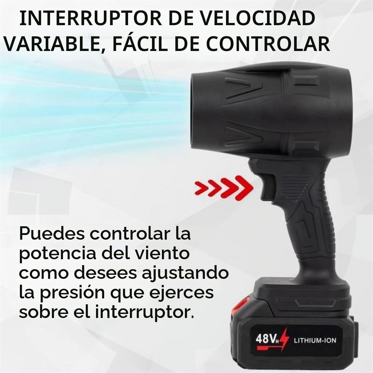 Soplador Turbo Jet, Soplador InaláMbrico Air Force, Soplador De Aire Potente, Plumero de Aire inalámbrico Turbo Super Power, EliminacióN De Nieve (Negro+2 Batería)