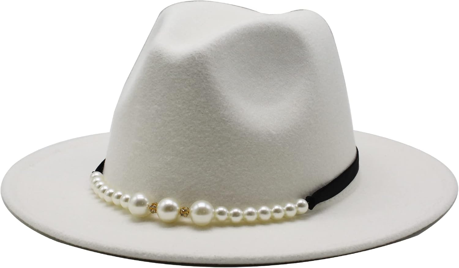 Elegant Pink Wool Felt Fedora Hat with Pearl Band, Wide Brim Classic Western Style