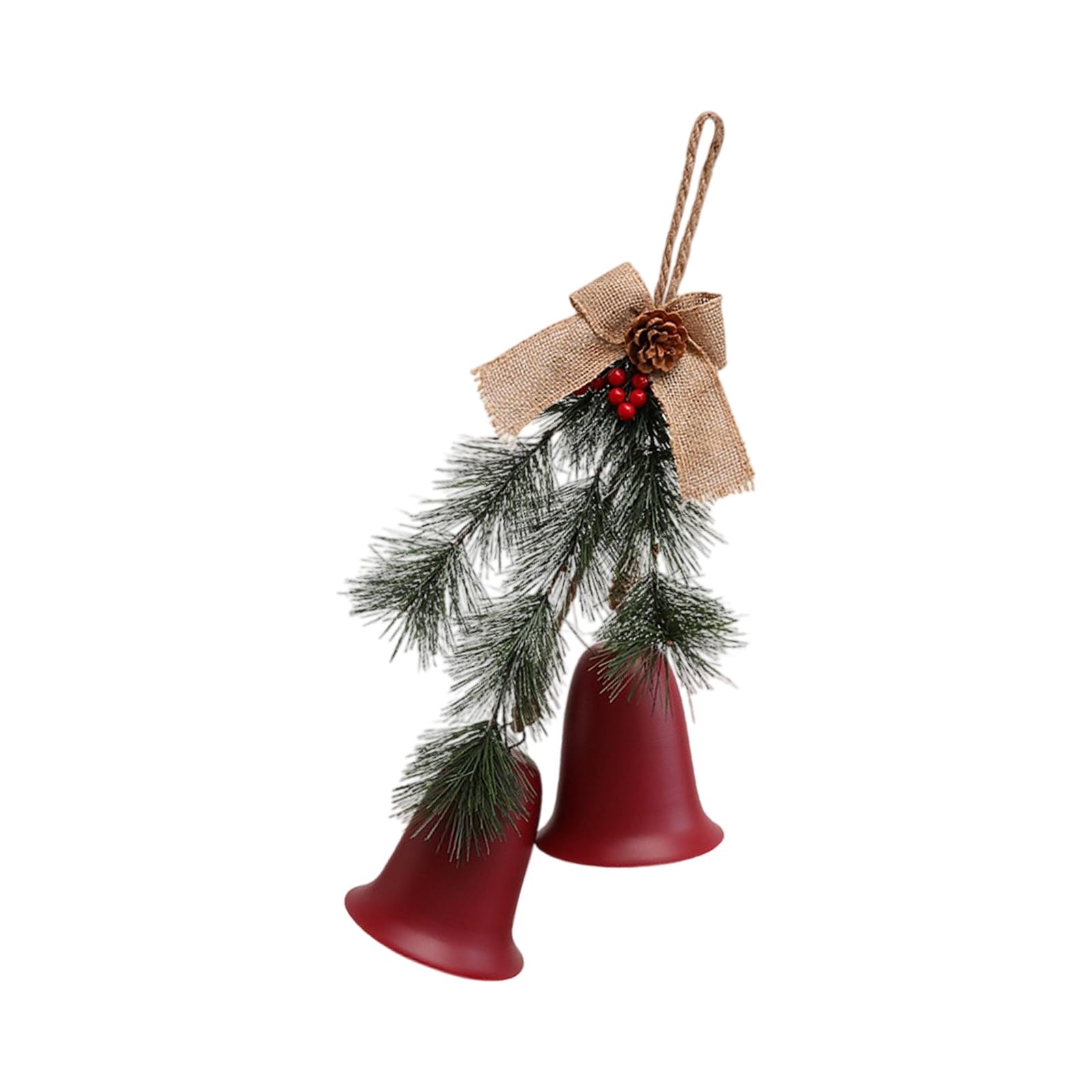 Nucelit Cyclical Farmhouse Carillons with Rose Produce & Pine Accents for Holiday Plant Display 19.7 Inch Metal Craft Christmas Hanging Toll Garnishes Set