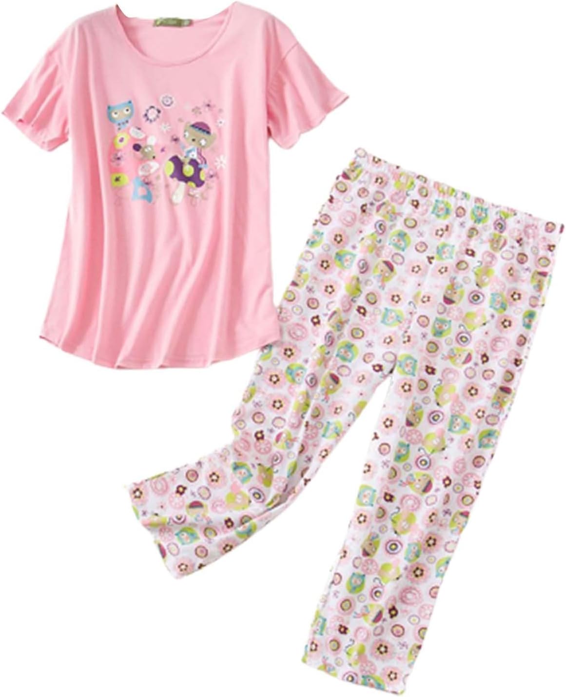 Womens Nightgown Girls Nightgowns Summer Round Neck Suit Pajamas Short Sleeve Women's Nightgowns
