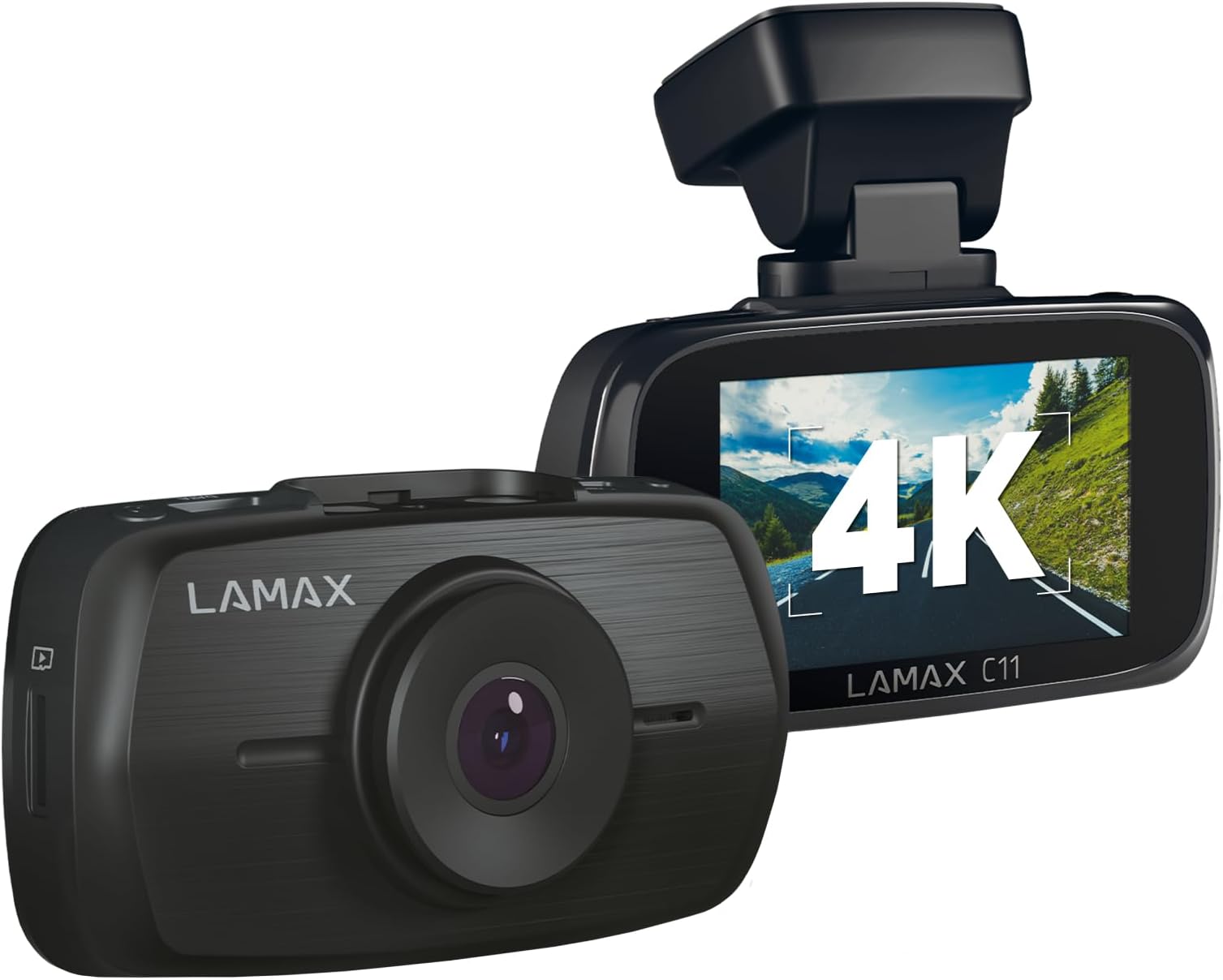 LAMAXC11 GPS 4K Car Camera, 4K Dash Cam, G-sensor, 5GHz Wi-Fi, Memory Card up to 256GB, Loop Recording, Parking Mode, GPS, Microphone, Time-Lapse Function, Super Capacitor, 3M Magnetic Mount