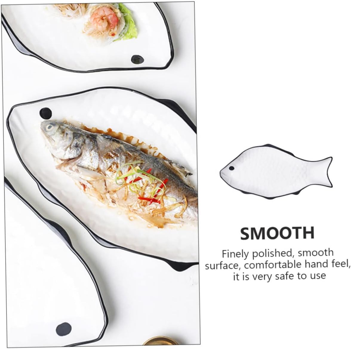 Fish-Shaped Ceramic Steamed Fish Plate Microwave Safe Steaming Holder Elegant Serving Dish for Seafood for Parties and Entertaining