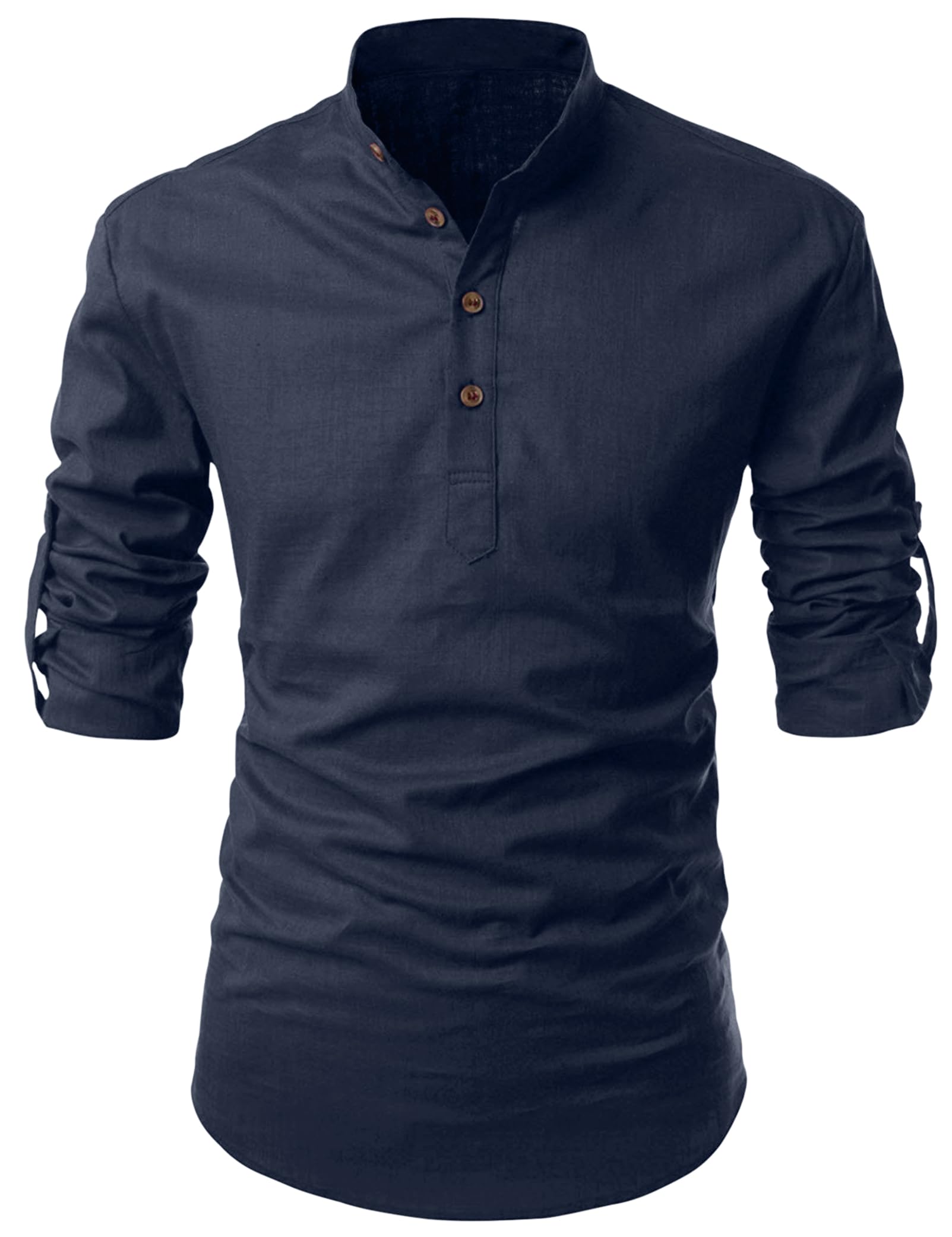 finivo fashion Men's Cotton Blend Solid Full Sleeve Short Kurta Shirt, Regular Fit Solid Pattern Mandarin Collar Straight Kurta Shirt-picture-14