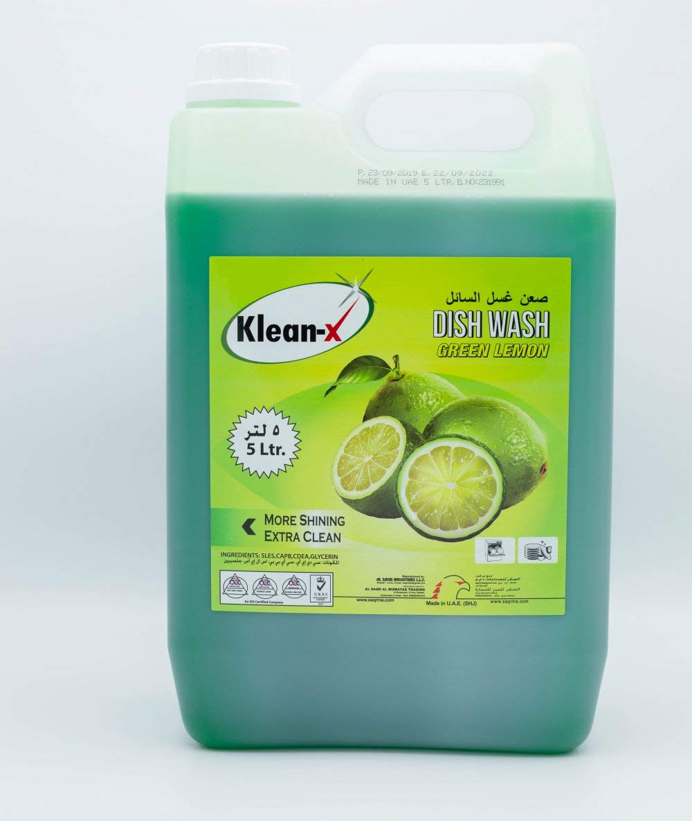 Klean X Dish Wash Liquid Green Lemon 5 Ltr