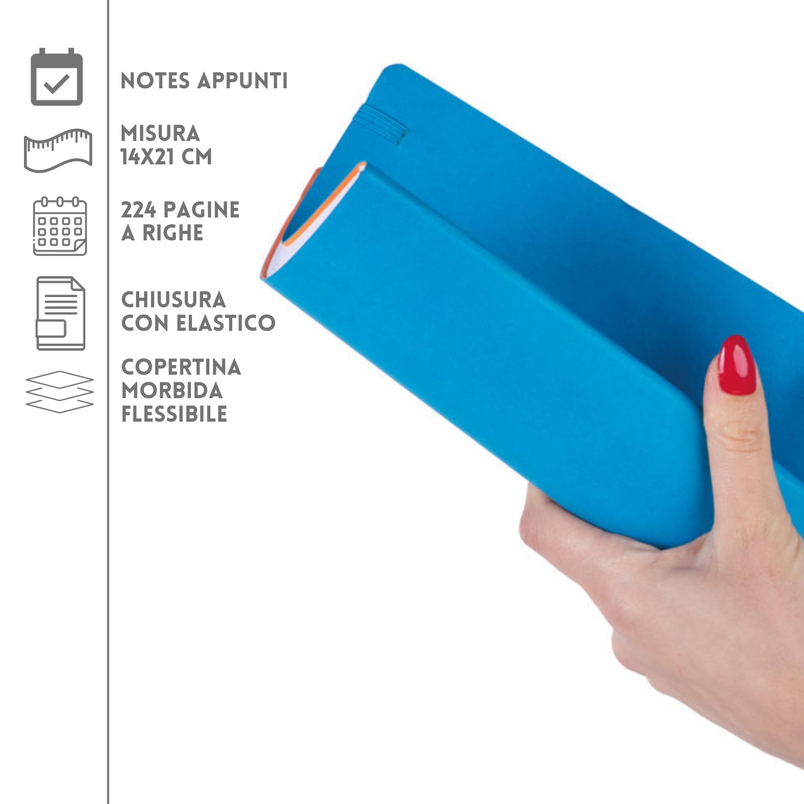 Notes Personalizzati con Logo, Gadget Aziendale 14x21 Flessibile Promozionale per Aziende e Omaggi a Clienti di Fine Anno, Fiere, Marketing ed Eventi Pubblicitari (20)