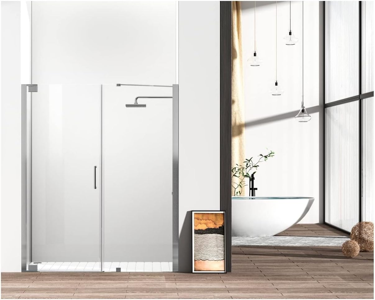 Elegant Kitchen and Bath Carson Semi-Frameless Aluminum Shower Door in Nickel