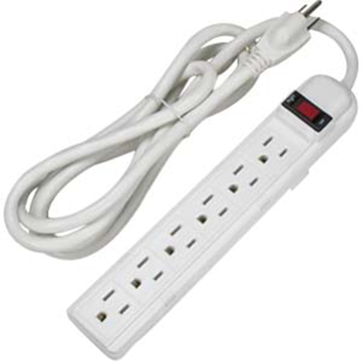 6 Outlet Surge Protector with 6ft Power Cord - White