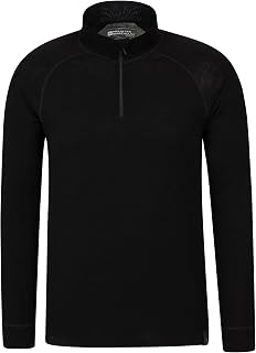 Merino Mens Long Sleeved Thermal Baselayer Top - Breathable Jumper, Half Zip, Comfortable Sweater, Warm Tee - for Camping in Winter
