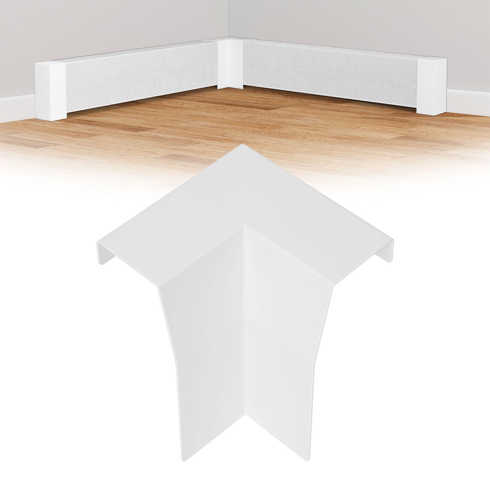 SDS Interior Corner Connector for Heat Cover – Galvanized Steel White Coupler for Seamless Connection of Two Inner Corner Baseboard Heater Covers,