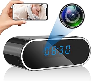 UYIKOO Clock Camera with HD Remote Viewing, WiFi Spy Camera Hidden Camera for Home Security, Night Vision/Motion Detection/Loop Recording Indoor Outdoor Nanny Cam Security Camera