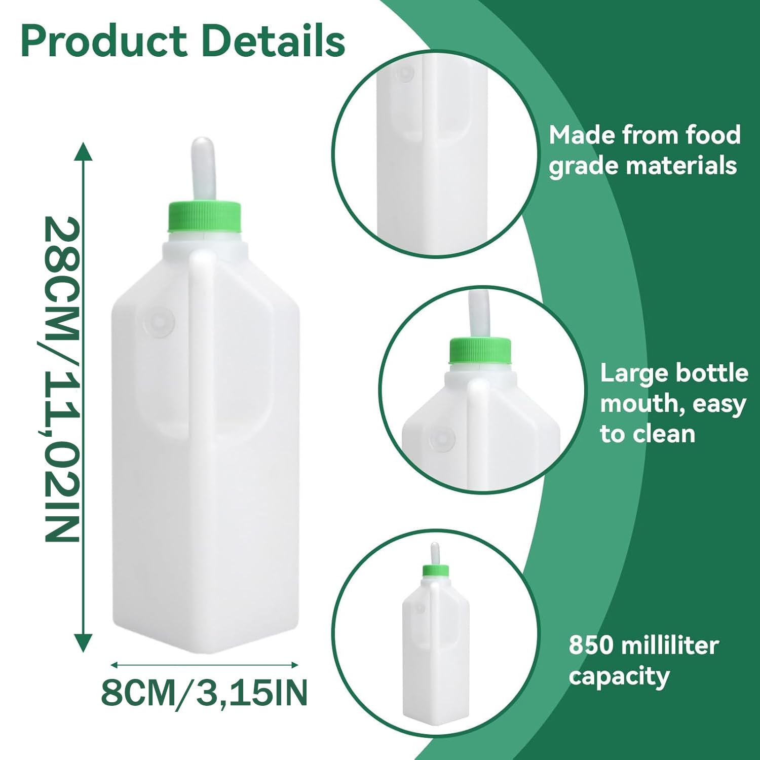2 Stück Lamm Milchflasche 850ml, Aufzuchtflasche Katzen Silikon Nippel, Flasche Lammmilch, Babyflasche Für Kälber, Milchflasche Für Schafe, Silikon Schnuller, Verdickter Flaschenkörper