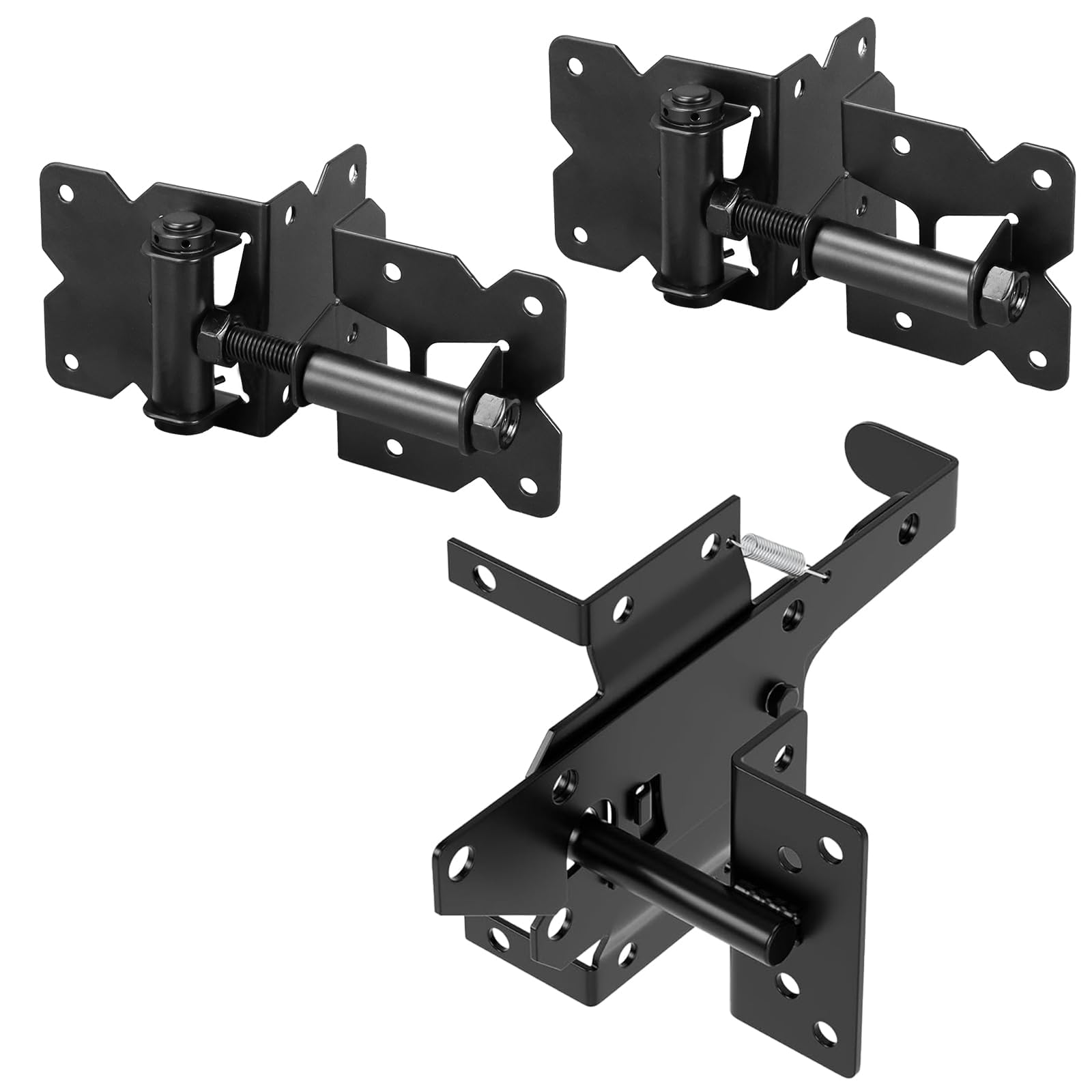 3 Sets Self Closing Gate Hardware Hinges Heavy Duty for Wooden/Vinyl/PVC Fences,90 Degree Adjustable, with Installation Screws and Swing Adjuster Tool