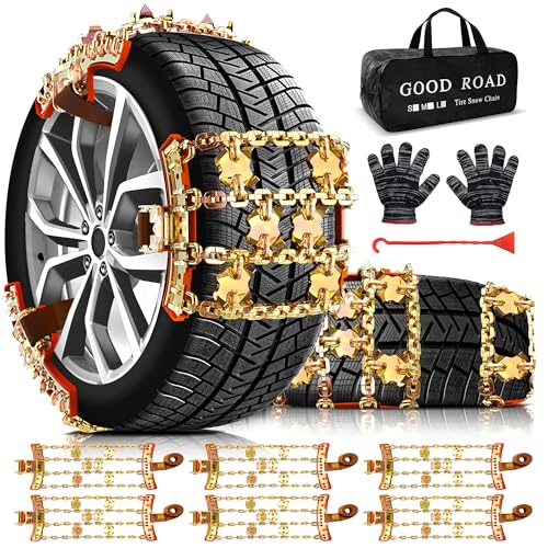 Tire Chains, Snow Chains, Anti-slip for Trucks Car SUV RV, Emergency Tire Chains, Tire Width 225-285 mm, Set of 6