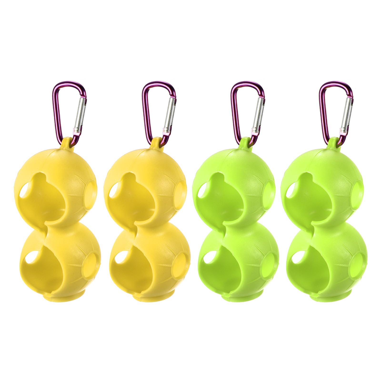PATIKIL Golf Ball Holder, 4 Pack Silicone 2 Balls Carrier Protective Portable Sleeve with Buckle for Golf Bag Belt Green,Yellow