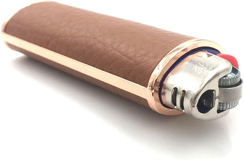 Miniatura 29 de Metal negro cuero encendedor caso cubierta titular para BIC tamaño completo encendedor tipo J6 Negro -,Marrón,Rojo,Blanco
