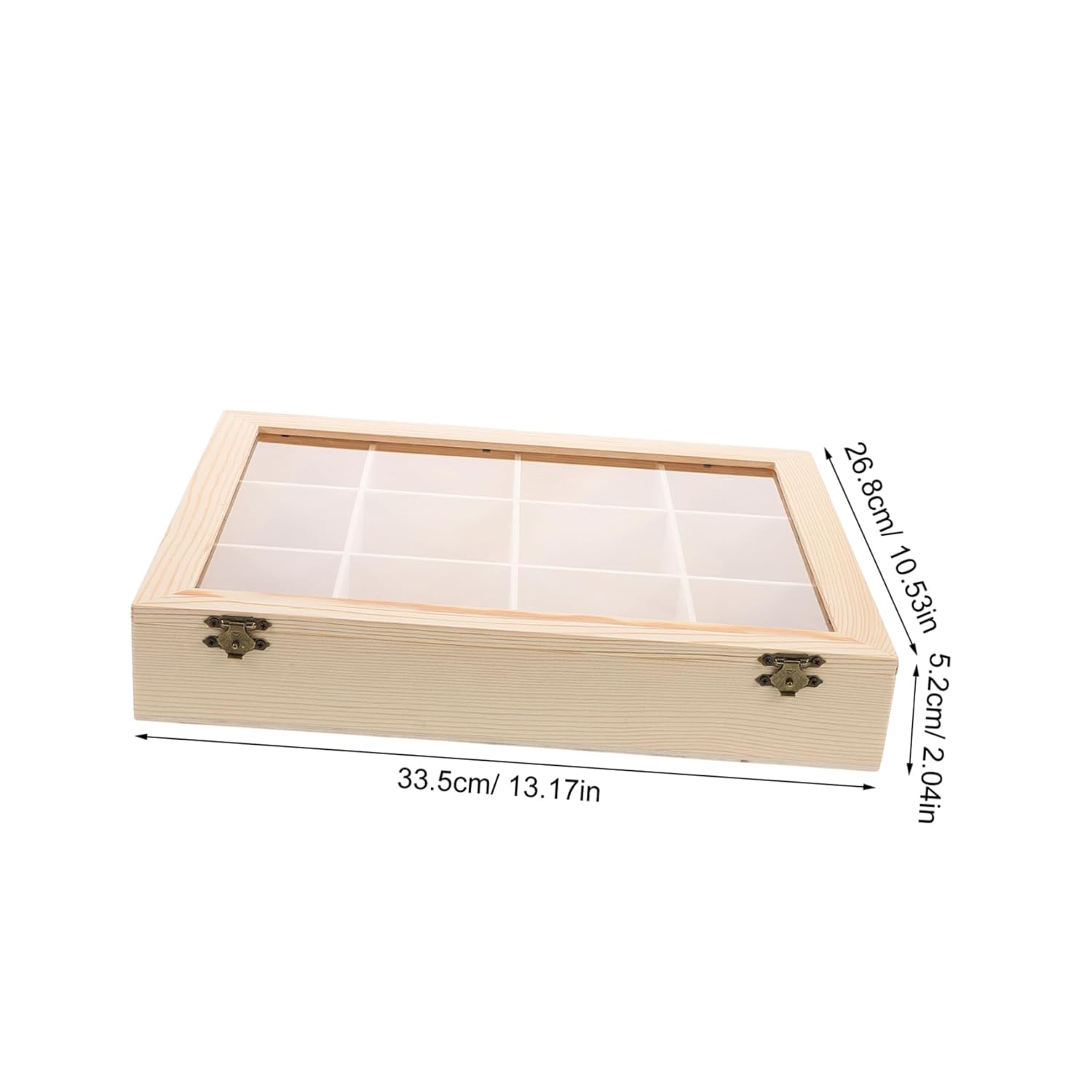12grid Wooden Rock Collection Display Box with Compartments Clear Lid Organizer for Mineral Specimens and Collectibles Elegant Storage for Home Decor