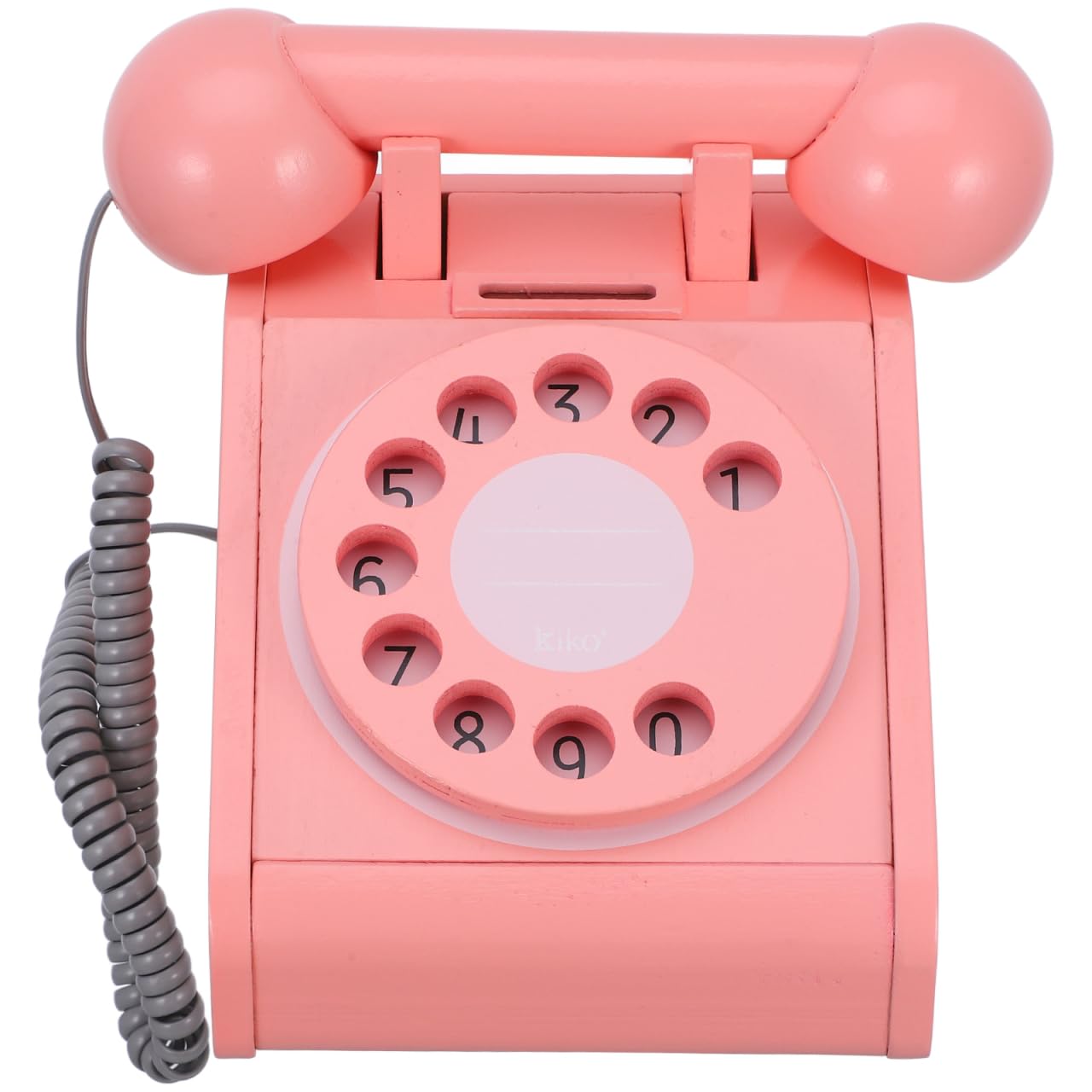 Totority Wooden Tool Rotary Phone Vintage Wooden Telephone Model Simulated Desk Phone Ornament Birthday Party Favor Supplies Pink for 3+