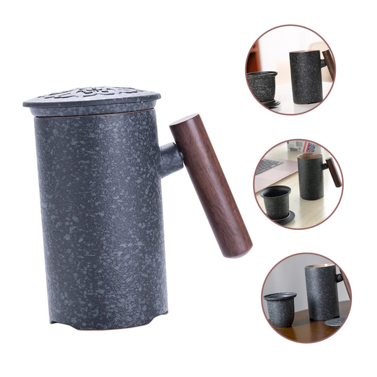 Taza de café Taza de té para oficina y hogar, 1 juego de taza de agua para el hogar con tapa, colador de té, taza de té para el hogar, oficina, separación de té, taza de café, taza de té, taza de