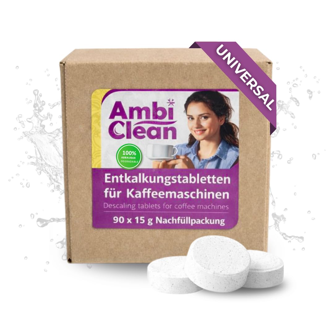 90 pastillas descalcificadoras para cafeteras automáticas – Pastillas descalcificadoras para cafeteras y hervidores de agua – Eficaz contra la cal, suave con la máquina
