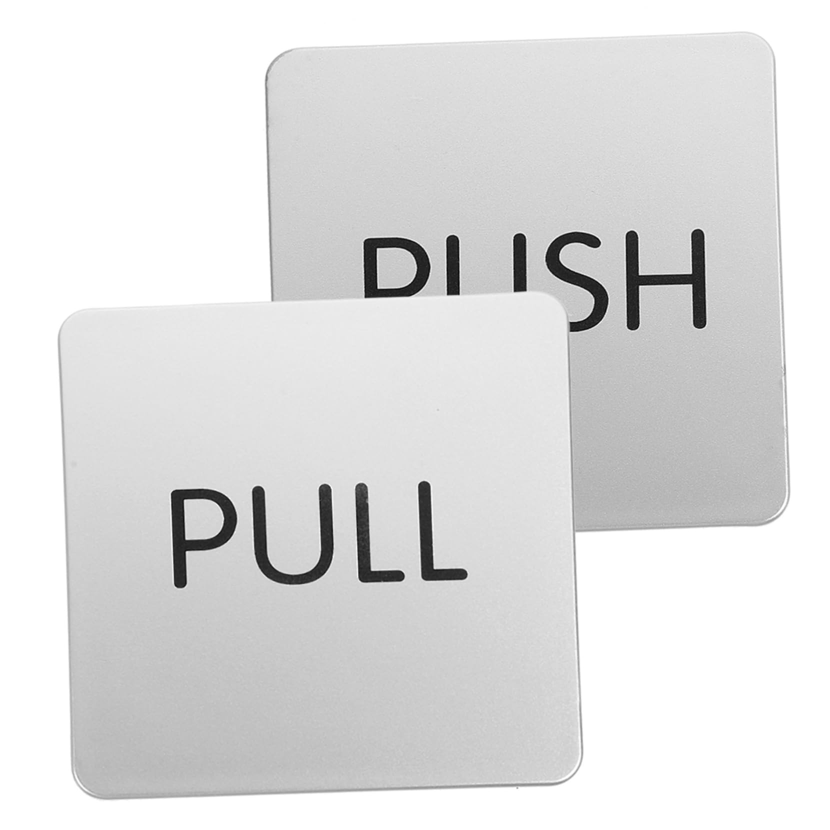 Uonlytech 4 Sätze Hausschild Tür handhaben drücken Schieber Push-and-Pull-Identifikationsschild Shop-Push-Schilder Schild speichern Push-Pull-Zeichen Identifikationszeichen Acryl Silber